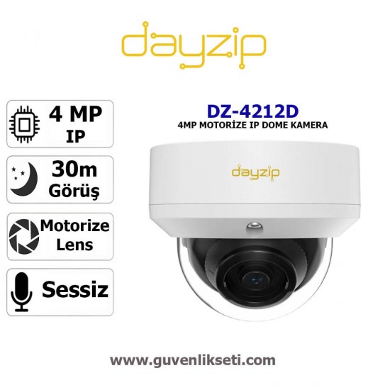 Dayzip DZ-4212D 4mp Motorize Ip Dome Kamera Dayzip DZ-4212D 4MP motorize IP dome güvenlik kamerası